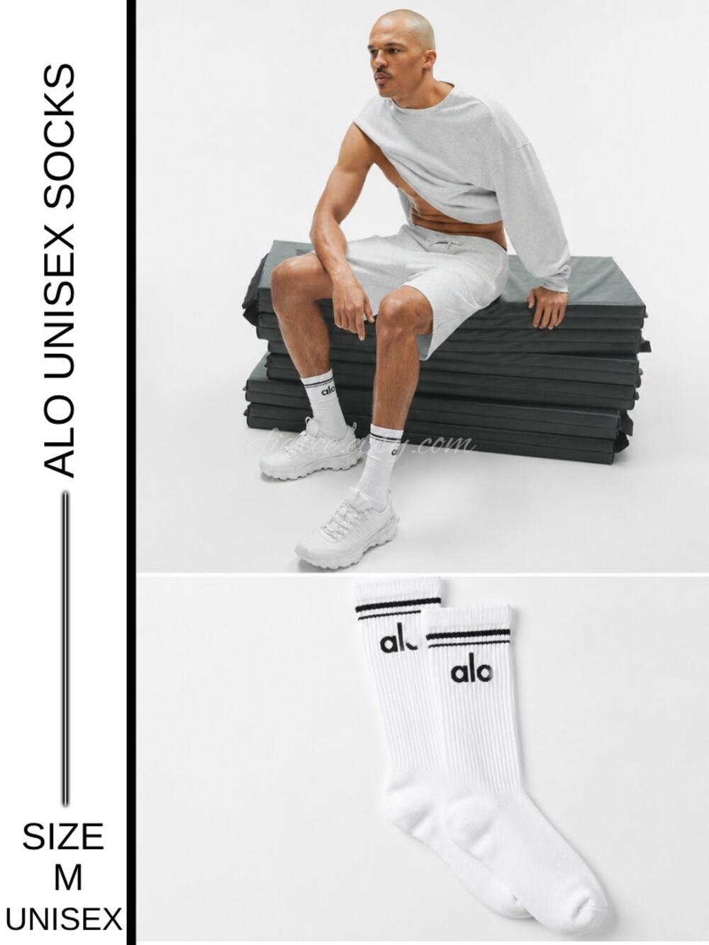 MSRP: $35 | ✨ ALO Yoga Unisex Throwback Sock White Size Medium NWT ✨